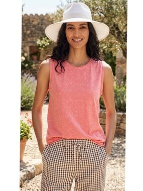 Daisy Rae 90s Style Mineral Wash Sleeveless Muscle Tank Raw Hem Pink Medium New